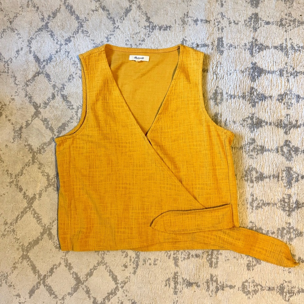 Madewell Wrap Tank Top in Mustard Yellow